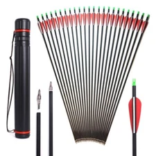 30" Archery Carbon Arrows Spine 500 OD 7.8 mm For 40-60 lbs Compound/Recurve Bow