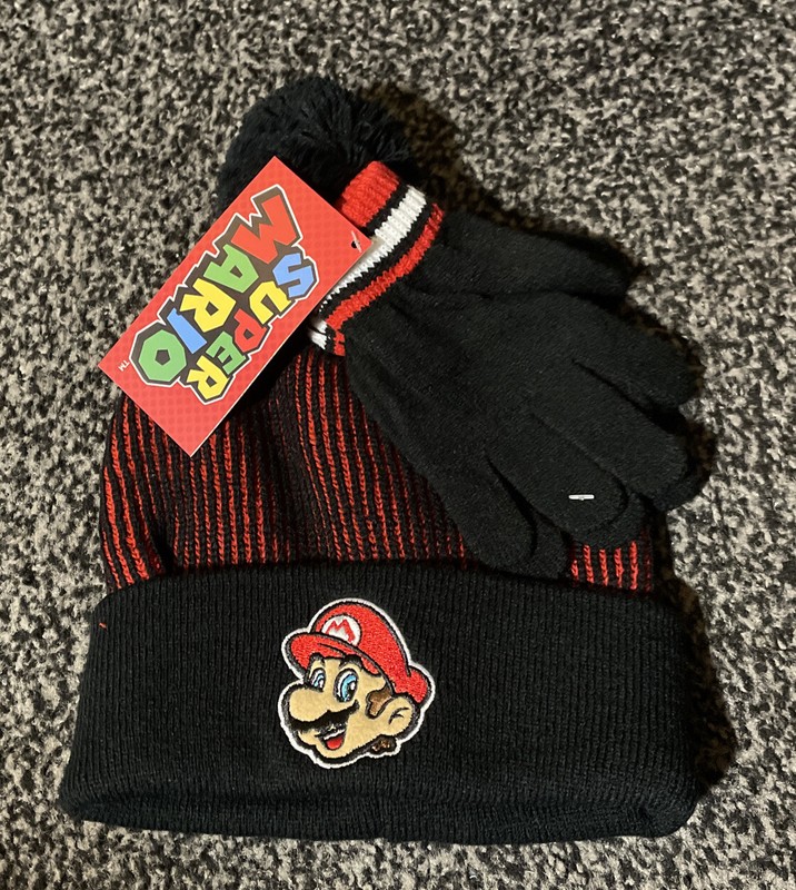 Mario brothers kids beanie and glove set