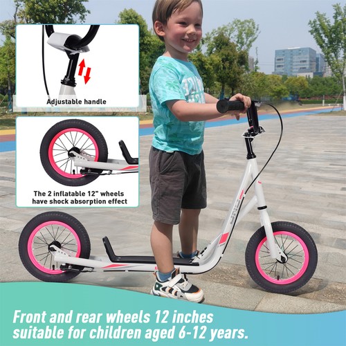 Kids Youth Scooter Kick Scooter Adjustable Handlebar 12-Inch Inflatable Wheels - Picture 3 of 7