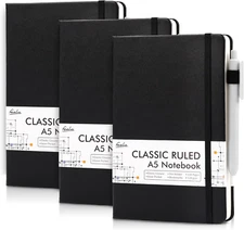 3 Pack Notebooks Journals Bulk with 3 Black Pens, A5 Hardcover Notebook Classic