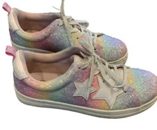 Girls Sparkly Glitter Rainbow Star Wonder Nation Size 6 Shoes Sneakers