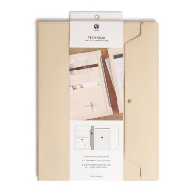 U Brands Vegan Leather Tech Folio - Cream