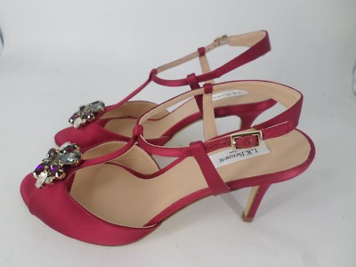 L.K.BENNETT YVETTE RASPBERRY SATIN SANDALEN UVP 225£ UK 4 EU 37 LN30 55 SALEs
