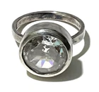 Vintage Sterling Silver 925 Ring with Clear Rhinestone 13mm, Size 7 -- 5.5g.