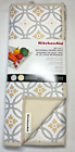 KITCHENAID REVERSIBLE DRYING MATS (2) WHITE GRAY TAN CIRCLES 16 X 18 NIP