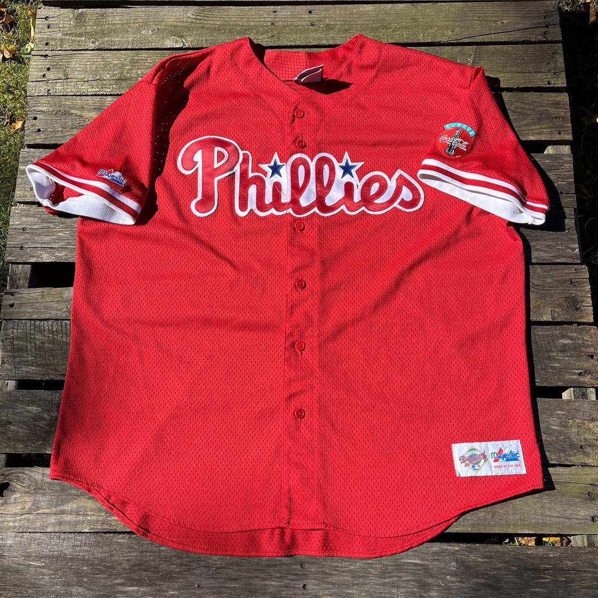 Vintage Majestic Diamond Collection Philadelphia Phillies Jersey 90s XXL Red