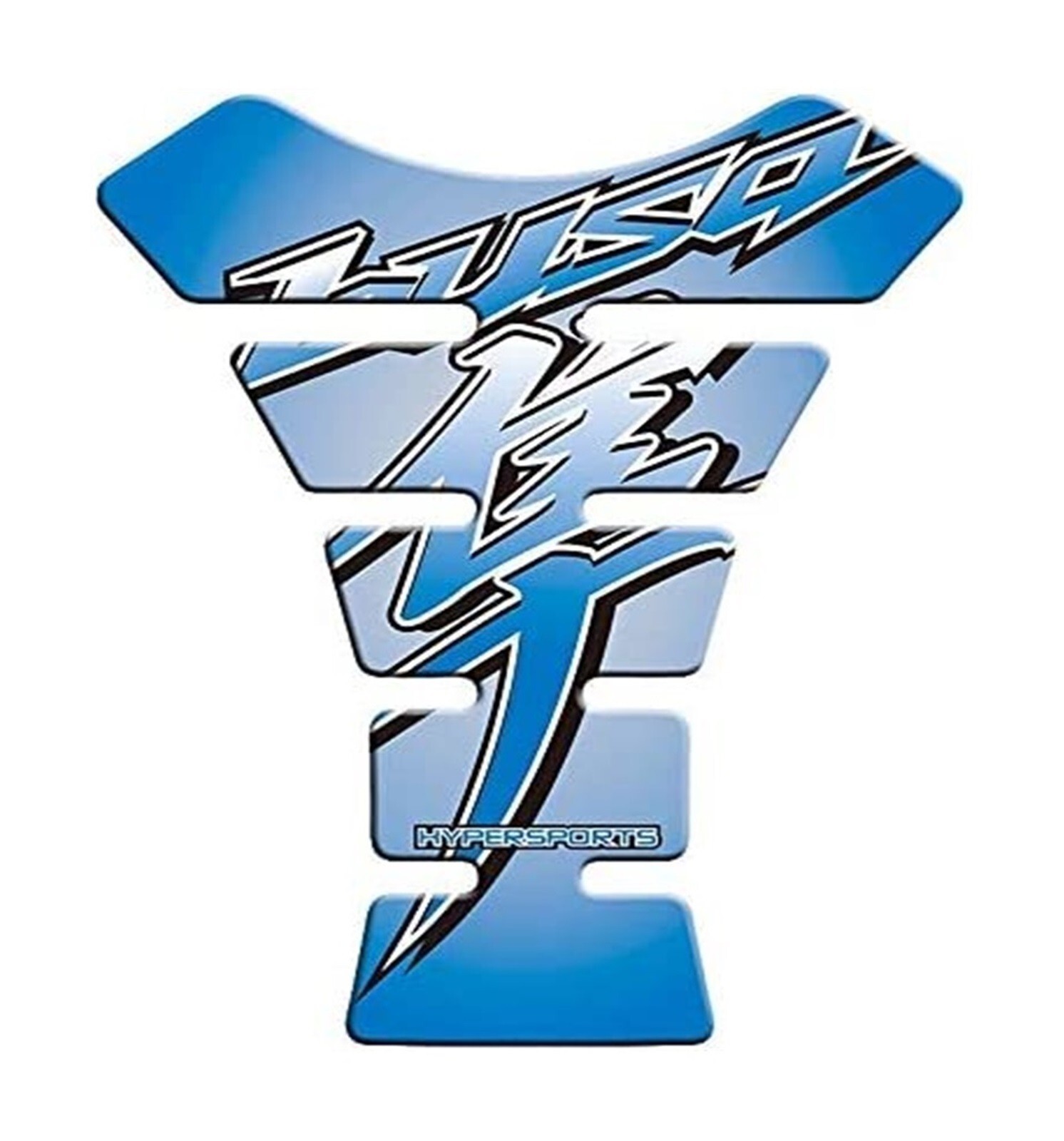 3D Gel Fuel Tank Pad Protector – Chromed Blue & Black Tribal Fire Design – Universal