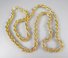 Vintage Gold Tone Rope Multi link Chain 24" Necklace 9089