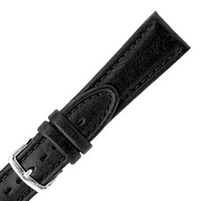 Hadley Roma MS882 24mm Black Oil Tan Leather Stitched Mens Watch Band