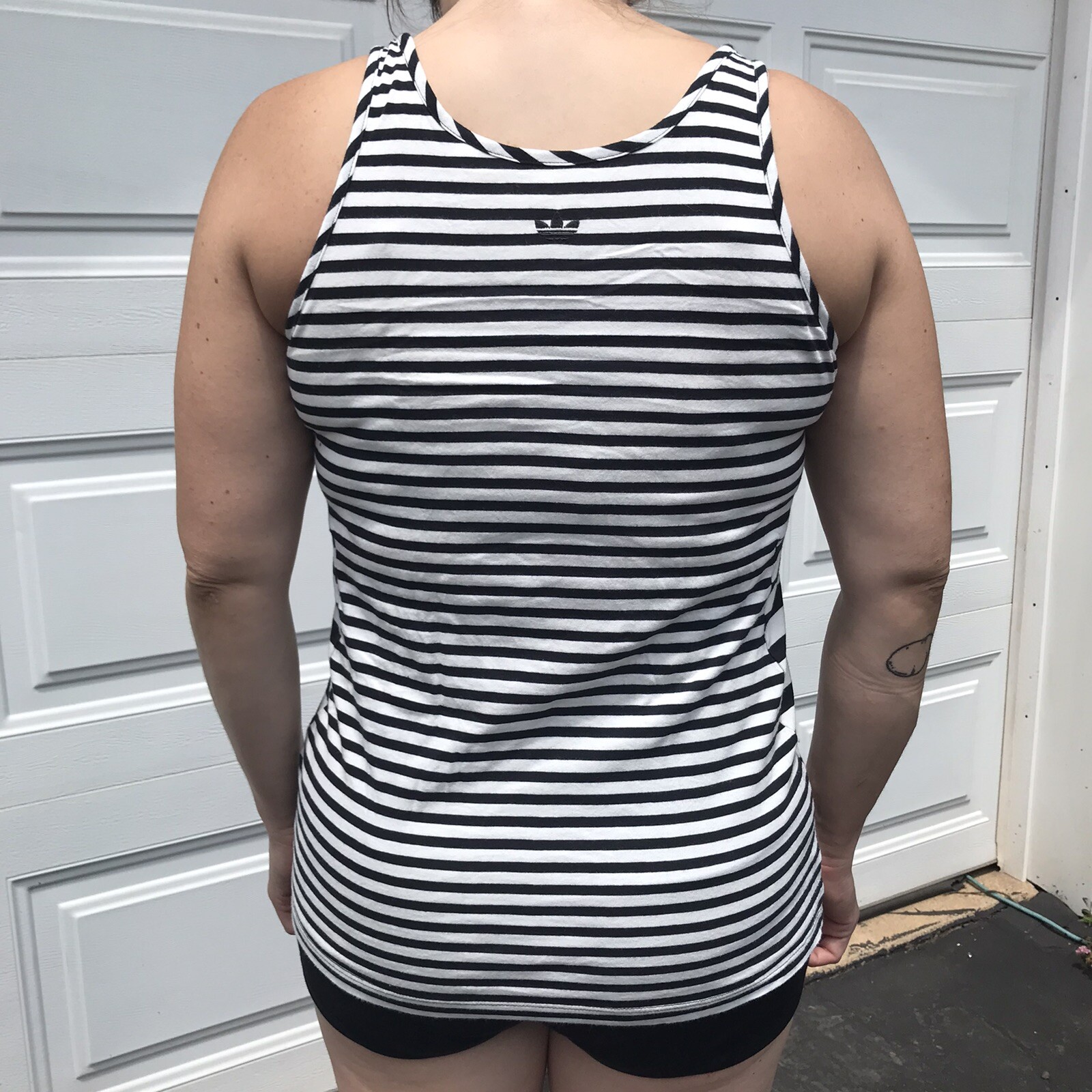 Adidas Full Bleed Wrap Stripes Tank Top Black & White M Cotton Health Goth thumbnail 3
