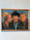 Vintage The Three Stooges Signed Sally Evans Wall Clock Picture Frame 27x20 RARE