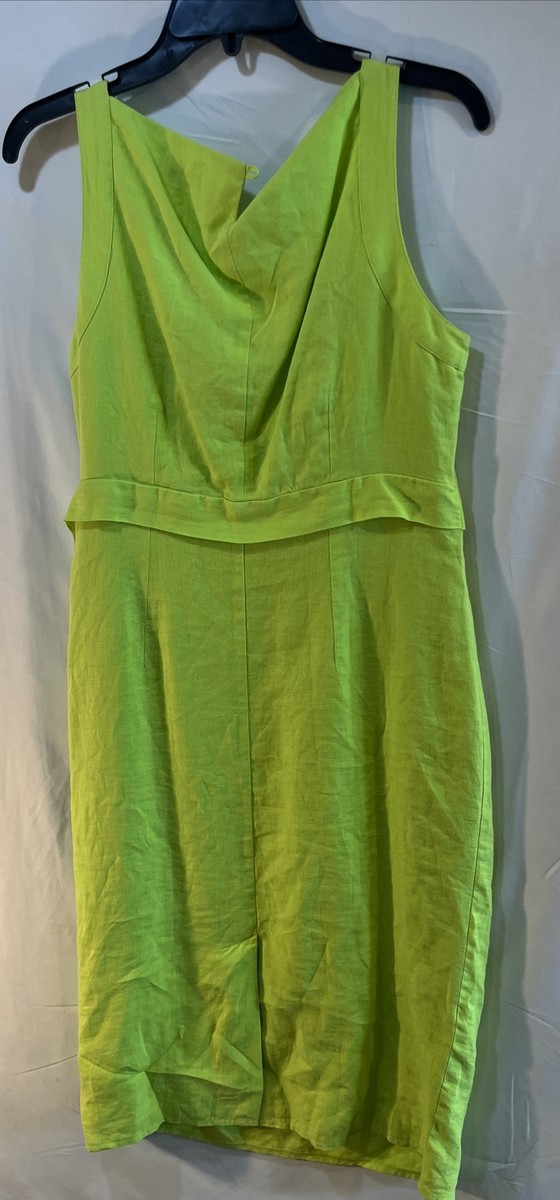 Marks & Spencer Linen Summer Dress Lime Green Size 14L | eBay