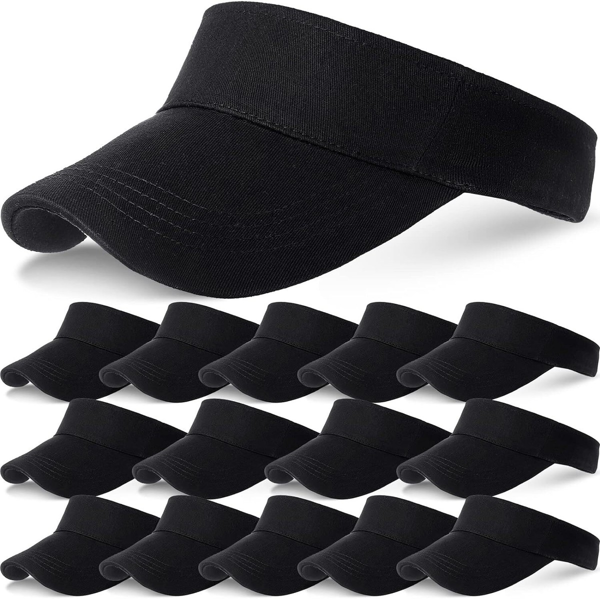 15 Pieces Sun Visor Hats Sport Wear Athletic Caps One Size, Black