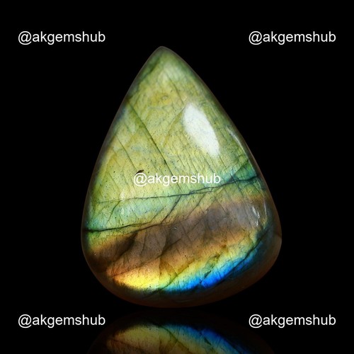 74.00 Cts Natural Fire Labradorite Necklace Making Pear Cabochon 39x28x8 mm