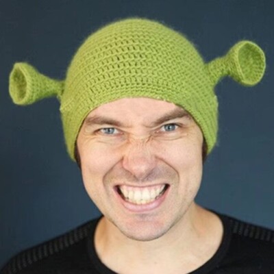 Handmade Shrek Green Beanie Knitted Hat Funny Skully Cap for Men and Women  New
