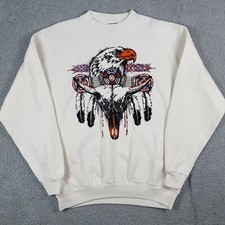 Vintage 90s Native American Bald Eagle Men's Medium Pullover Crewneck Sweatshirt