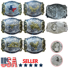 Western Rodeo Silver Black Gold Tone Design Fashion Cowboy Belt Buckle