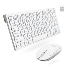 White Wireless Keyboard and Mouse Set Essential Workspace Duo for PC