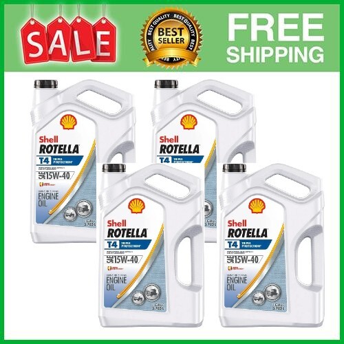 Shell Rotella T4 Triple Protection 15W-40 Diesel Motor Oil, 1 Gallon, Pack 4 - Picture 1 of 9
