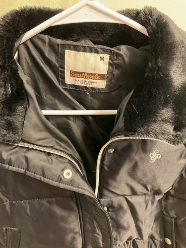 South Pole Down Puffer Nylon Jacket Girls Size Medium Black Faux Fur Collar Warm - Picture 5 of 16