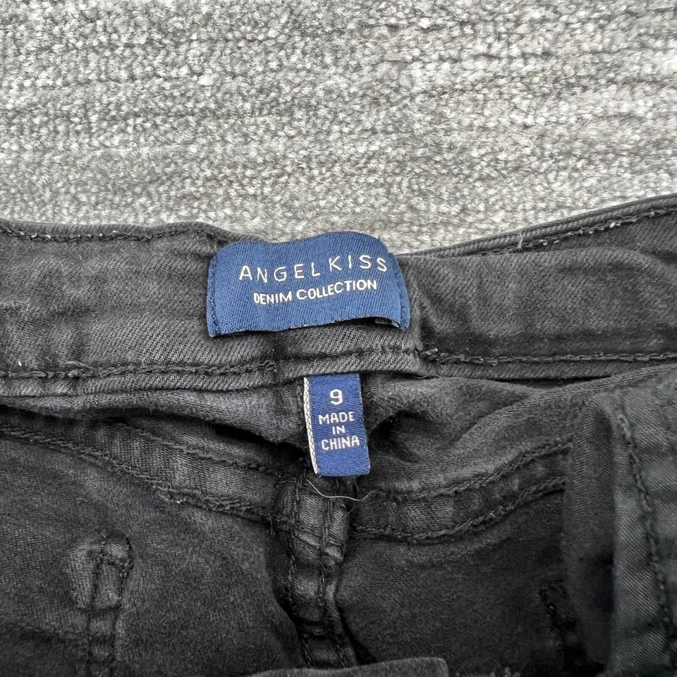 Angel Kiss Shorts Size 9 Womens Cut Off Button Fly Dark Wash Black Denim - Image 3 of 4