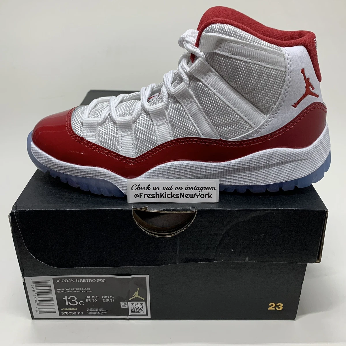 Jordan 11 Cherry Pre School Size 13c 378039 116 Air Jordan Retro 2022 Kids PS