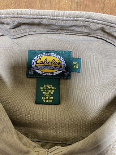 Cabela's Shirt Mens 3XL Button-Down Khaki Hunting Outdoor Heavy Canvas Cotton - Picture 4 of 9