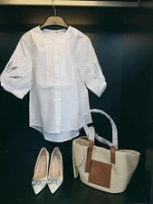 embroidered white shirt size small new