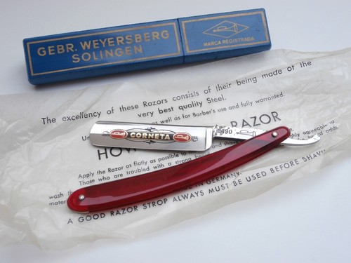 Navaja de afeitar Solingen WEYERSBERG 5/8" Corneta Red ¡SÚPER recta SOLINGEN! - Imagen 2 de 15