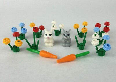 NEW LEGO bunny rabbit minifigure mini figure carrots spring flowers Easter