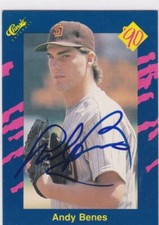1990 Classic #120 Andy Benes Padres Signed IP Auto Free Shipping!