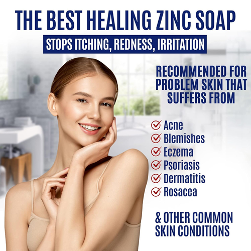 Pyrithione Zinc Soap Bar for Face & Body, 4Oz | 2% Znp Bar Soap Skin Therapy Cle - Picture 2 of 12