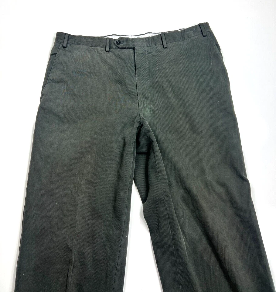 Pantalones de pana Canali gris frente plano calce recto algodón italiano para hombre 36X29. Foto 2 de 4