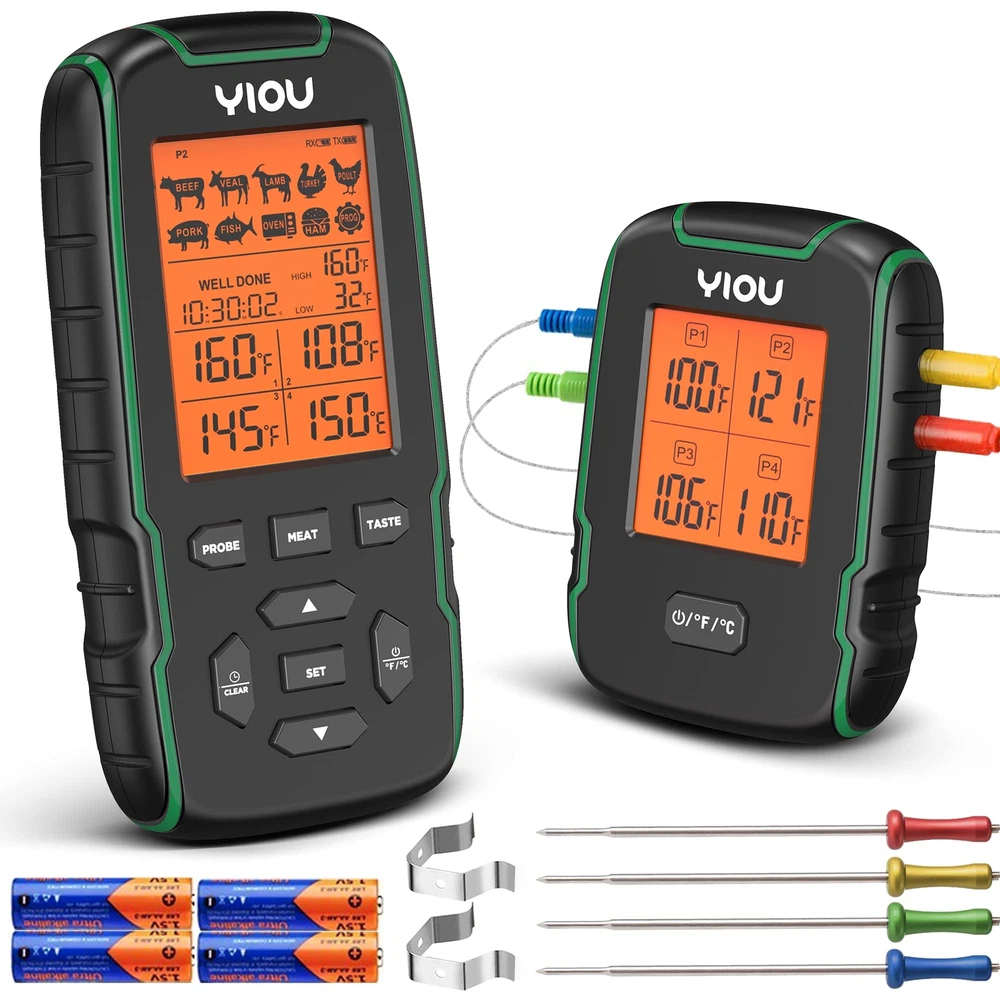 Wireless Meat Thermometer for Cooking, Digital Meat Thermometer with 4 Probes... Wireless Meat Thermometer for Cooking, Digital Meat Thermometer with 4 Probes...