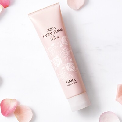 HABA Squa Facial Foam ROSE Face Wash Squalane Silk Cleanser 100g