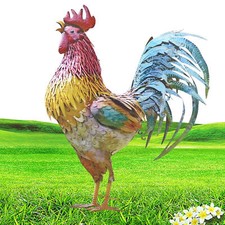 Metal Rooster Garden Statues & Sculptures Garden Courtyard Decor Chicken Yard