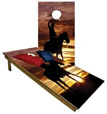 COWBOY Cornhole Boards BEANBAG TOSS GAME w Bags Rodeo Ranch Horse Farm Set