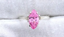 Pink Marquise CZ Cubic Zirconia Gemstone Gem Stone Sterling Silver Ring Size 7