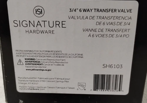 Signature Hardware SH6103 3/4” 6 Way Transfer Valve - Picture 7 of 7