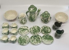Miniature Ceramic Tea Set Ceramic Sponge Painted Glazed 21 Pieces  Beautiful 