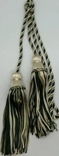 Ivory Hunter Green Sage Green Chair Tie 4" Tassels 22" Cord Spread Lot Of 2