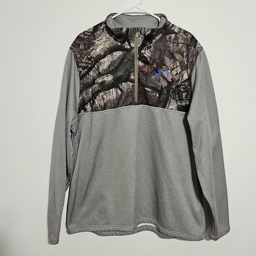 Under Armour Caliber 1/4 Zip Pullover Sz 2XL Gray Camo Mossy Oak Treestand