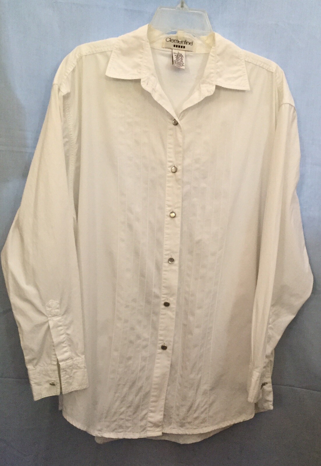 Clementine White Large Button Up Collared Shirt S… - image 1