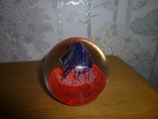 Lovely Caithness Highland Dance Paperweight Orange / Blue & Clear Y13035  VGC
