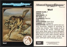 1991 TSR AD&D Gold Border RPG Fantasy Art Card Dungeons Dragons #181 ~ Wolf