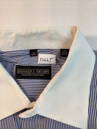 Donald J Trump Button Up Blue Shirt Men's Size 18 - 32/33 Long Sleeve - Picture 9 of 9