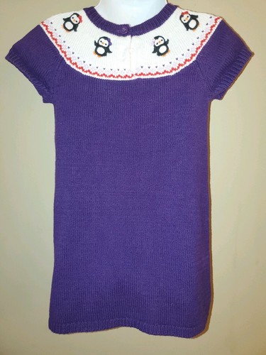 Gymboree 18-24 Winter Penguin Fair Isle Sweater Dress Purple Vintage Gymbo - Picture 4 of 7