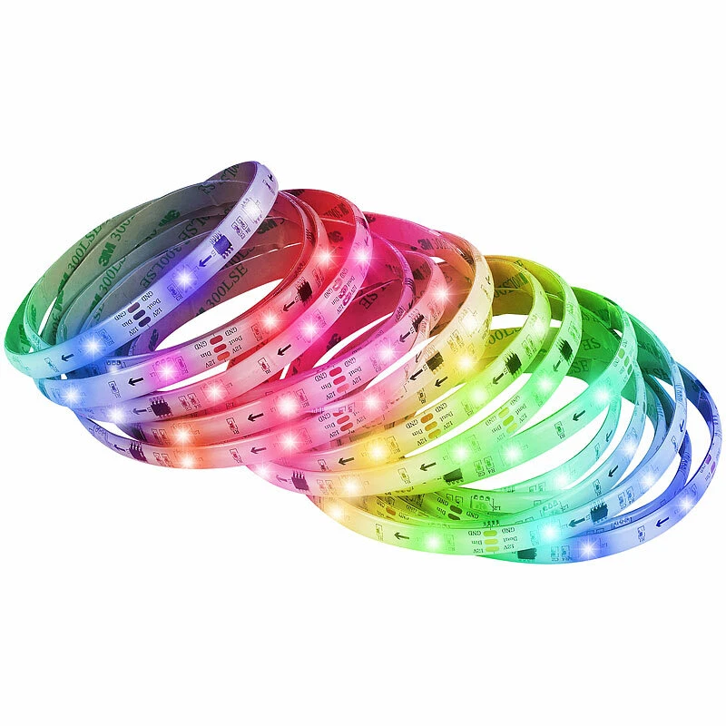 WLAN-RGBIC-LED-Lichtstreifen, Soundsteuerung, App, Sprachsteuerung, 5m - Bild 3 von 4