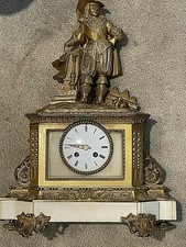 Antique French Bronze/MarbleSculpted Mantle C...