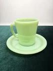 Vintage 1950s Fire King Jadeite D Handle Coffee Cup & Saucer